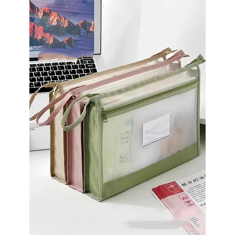 

Органайзер для хранения из прозрачной сетки формата А4 (большой), с двойной застежкой-молнией, просторная портативная сумка ручной работы для универсального использования