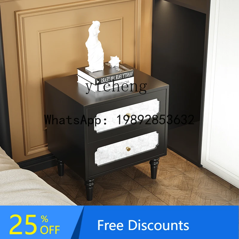 Bedroom Bedside Table Double Drawer Storage Side Cabinet Living Room Side Household Storage Display Cabinet