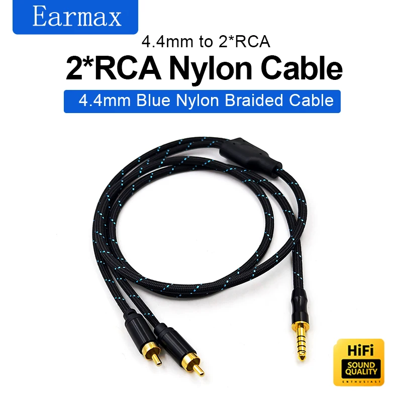Zbalansowany kabel 4,4 mm do 2RCA dla zbalansowanego odtwarzacza Konsola miksująca audio Wzmacniacz Kabel HIFI Pojedynczy kryształ Miedź w nylonowym oplocie — zdjęcie produktu 2