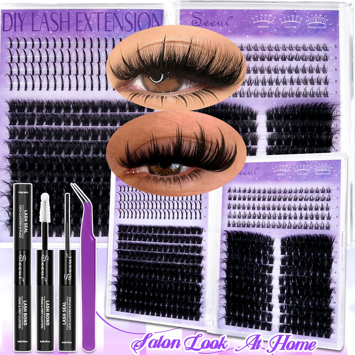 Wimpern-Cluster-Set D-Curl Wispy Wimpernverlängerungen Spiky Wimpern Untere Wimpern mit Kleber Anfängerfreundlich für Tägliches Tragen & Partys – Detail 1
