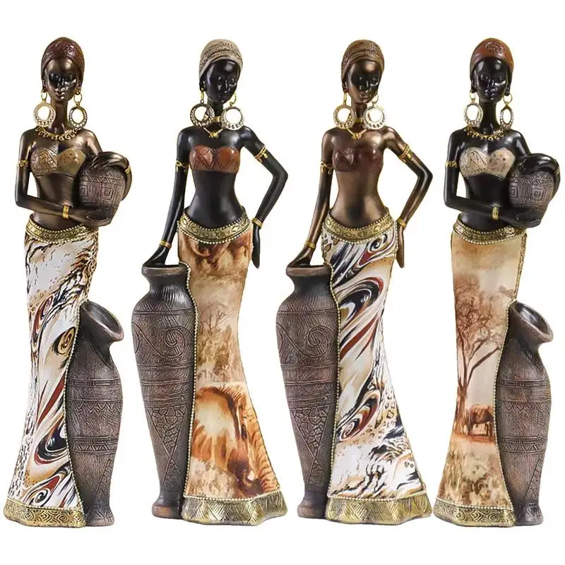 

Tribal Lady African Style Resin Crafts Ornaments Vintage Art Design Figurine Women Tribal Lady Statues Resin African Sculptures