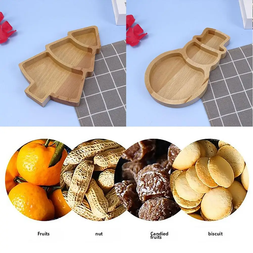 Christmas Bamboo Serving Platter Reusable Bamboo Plates Tree Funny Dish Serving Charcuterie Wooden Charcuterie Tray Board W8k8