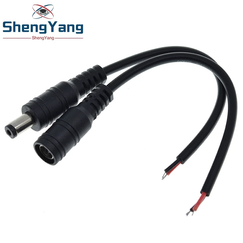 TZT 1Set 5.5x2.1 Plug DC male or Female Cable Wire Connector For 3528 5050 LED Strip Light For diy