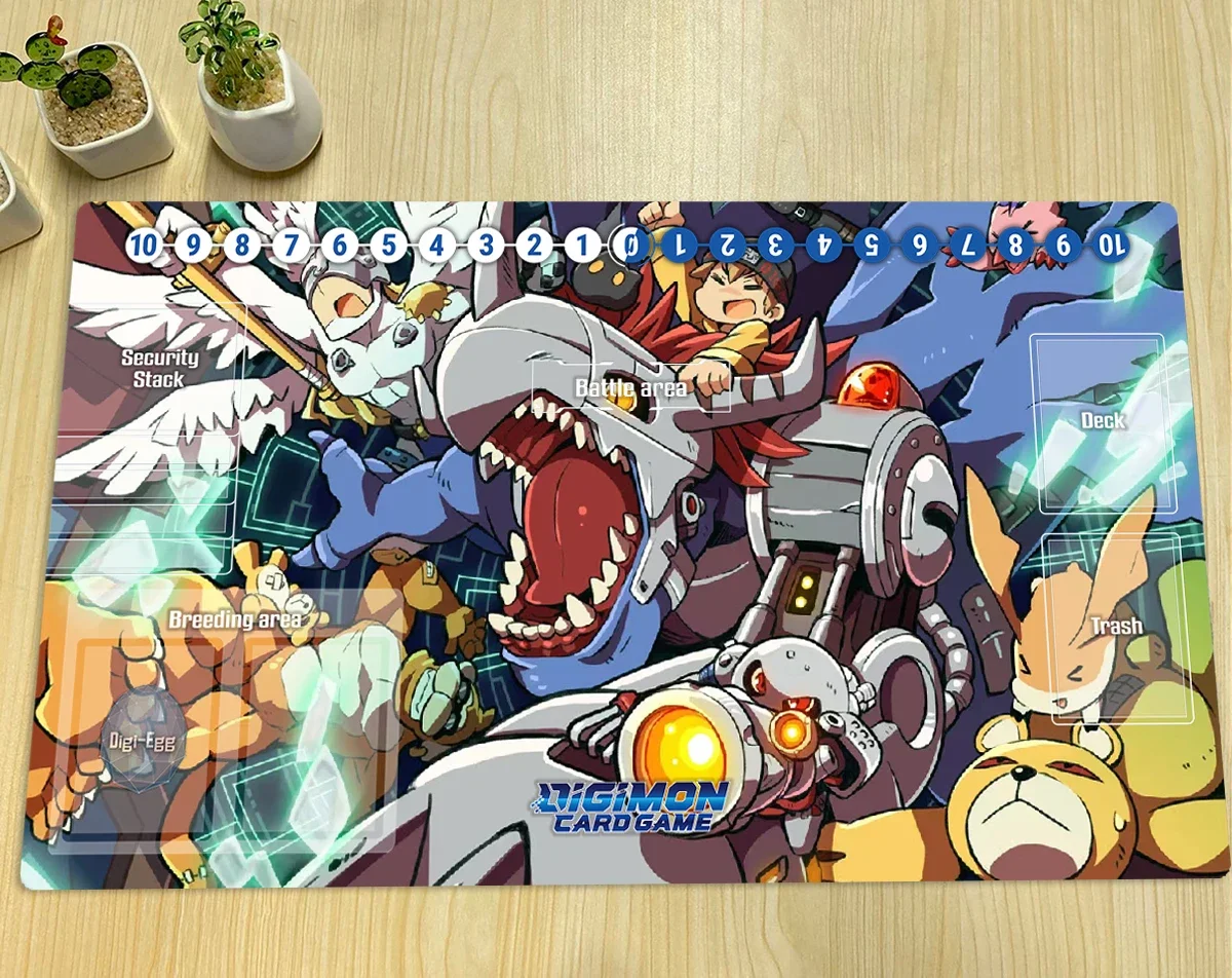 Digimon Playmat Metal Greymon Patamon Angemon DTCG CCG Mat Board Game Trading Card Game Mat Custom Anime Mouse Pad Rubber & Bag