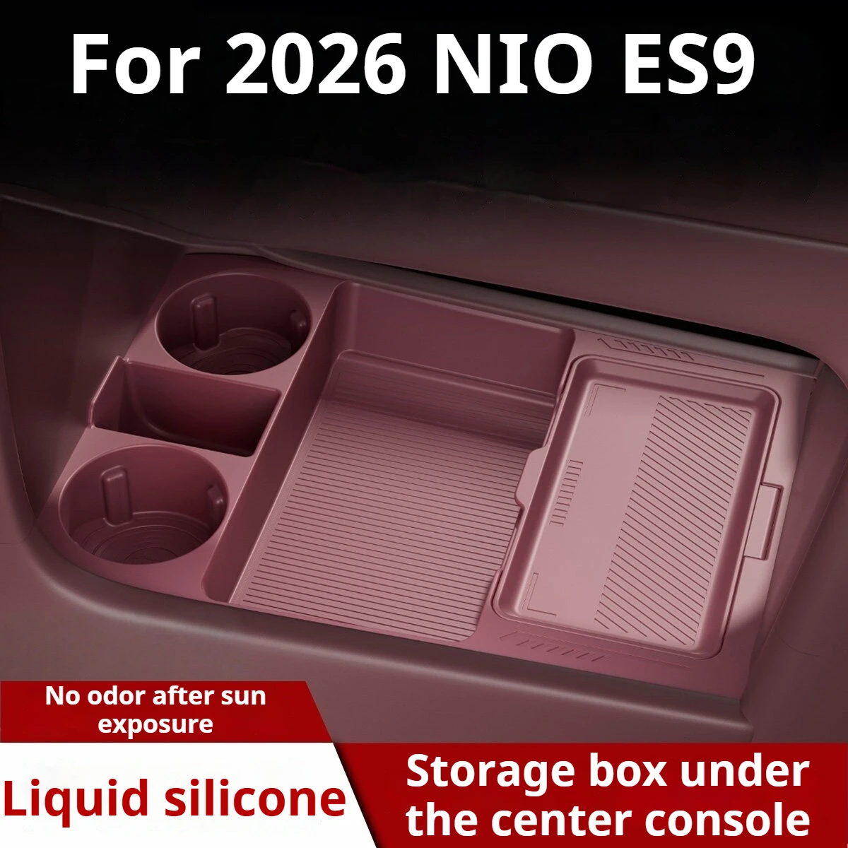 For NIO ES9 2026 Silicone Center Console Lower Storage Box Car Armrest Storage Modification Accessories