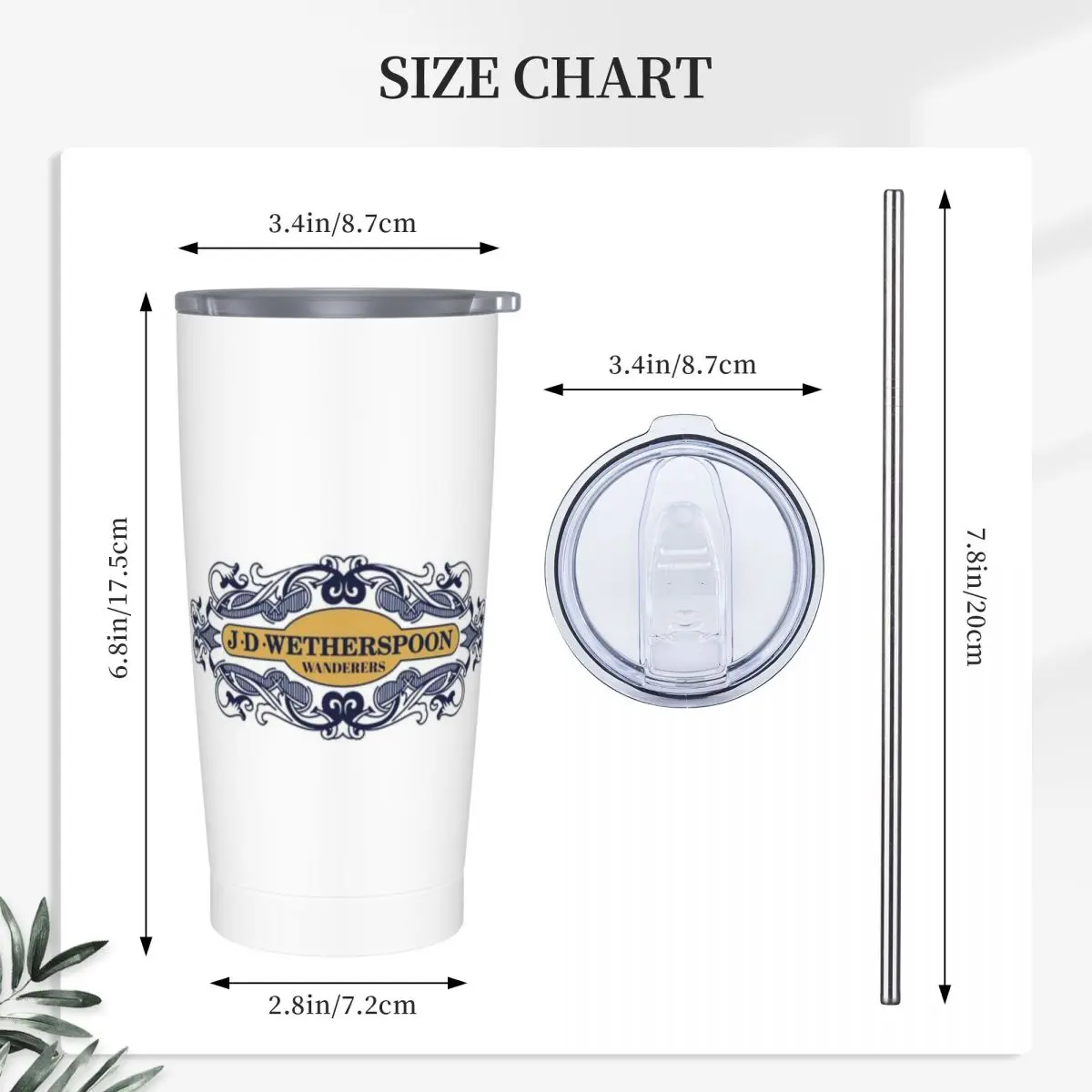 Wetherspoon Wanderers Shirt Stainless Steel Tumbler Vacuum Insulated Mug Thermal Cold Cup Straw With Lid 20oz