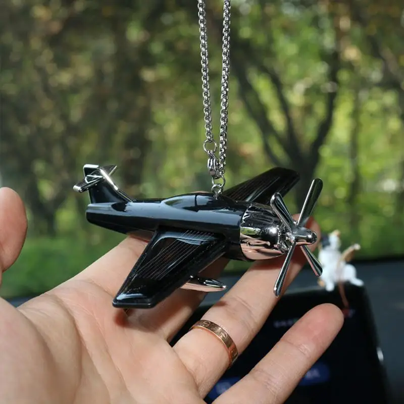 Car Rearview mirror Hanging Pendant Solar-Powered Airplane Ornament Helicopter Model Rotating Pendant Interior Decor Accessories