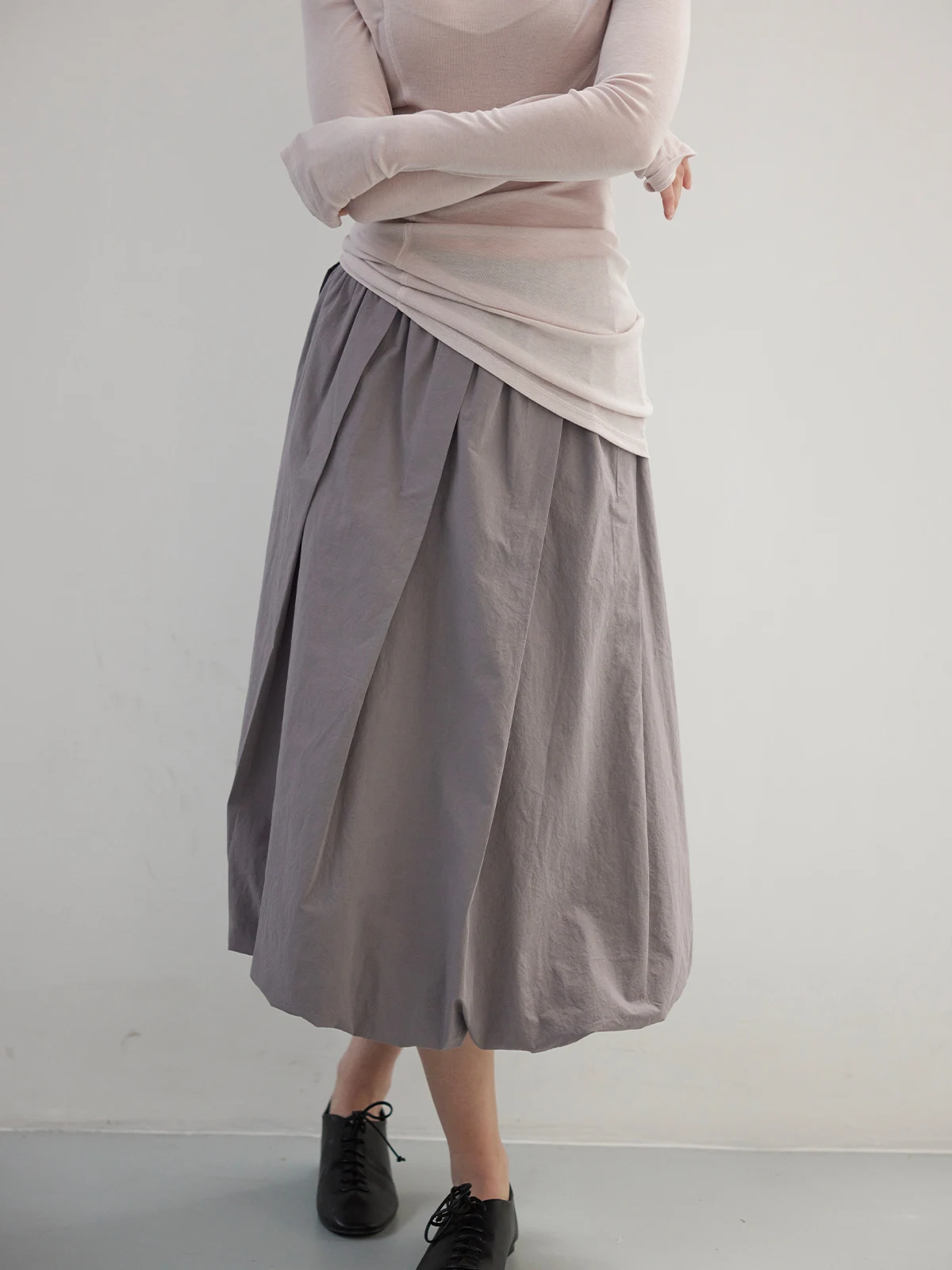 

Moofeel Pure Cotton A-Line Midi Skirt Gathered High Waist Design Stand Fit Floral Print Commute Sle Spring Collection