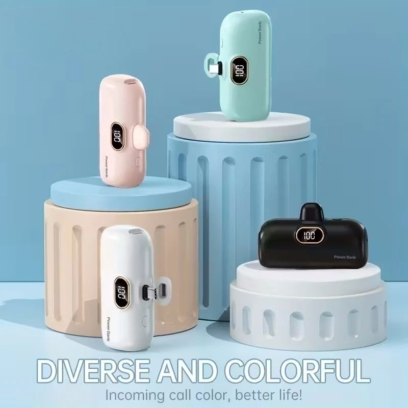كبسولة صغيرة 5000 مللي أمبير في الساعة باور بانك عالي السعة محمول لاسلكي شحن سريع بطارية خارجية لهاتف آيفون هواوي وسامسونج وشاومي
