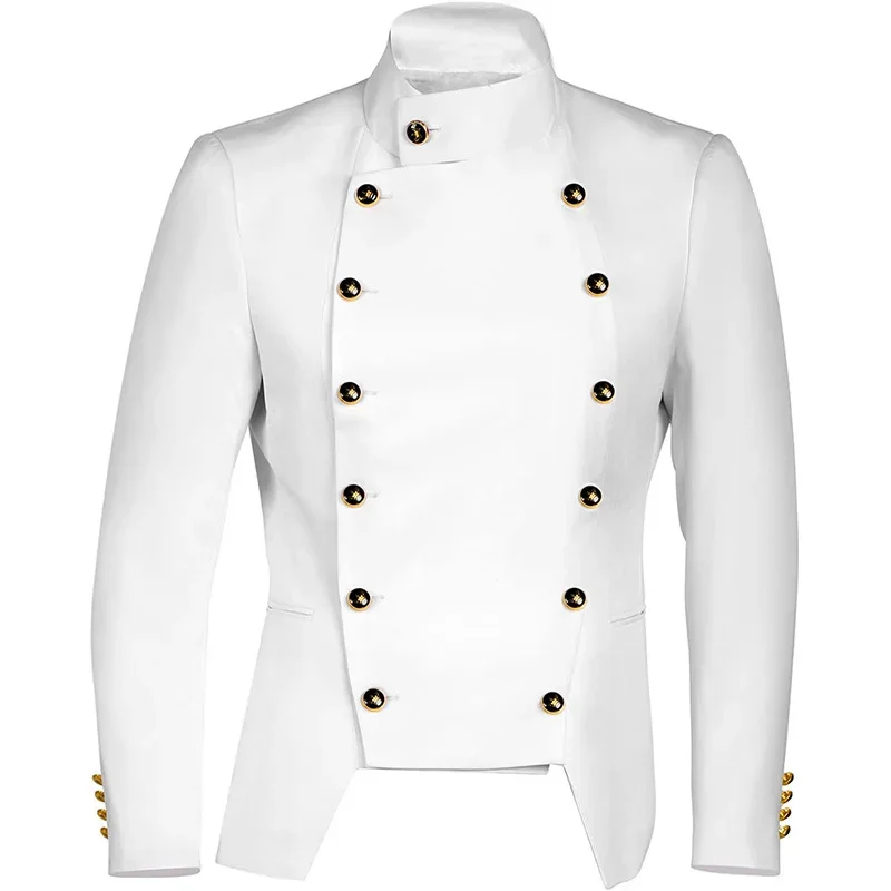 Men's Medieval Steampunk Slim Fit Blazers Halloween Costume Male Double Breasted Long Sleeve Nightclub Party Suit Jacket S-3XL