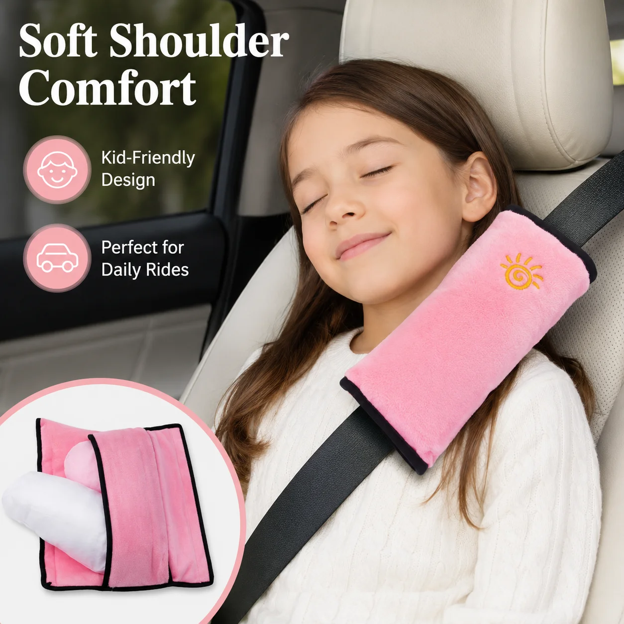 Child Car Safety Belt Adjuster, Anti-Choke Shoulder Protector, Universal Seat Belt Positioning Clip for Kids
