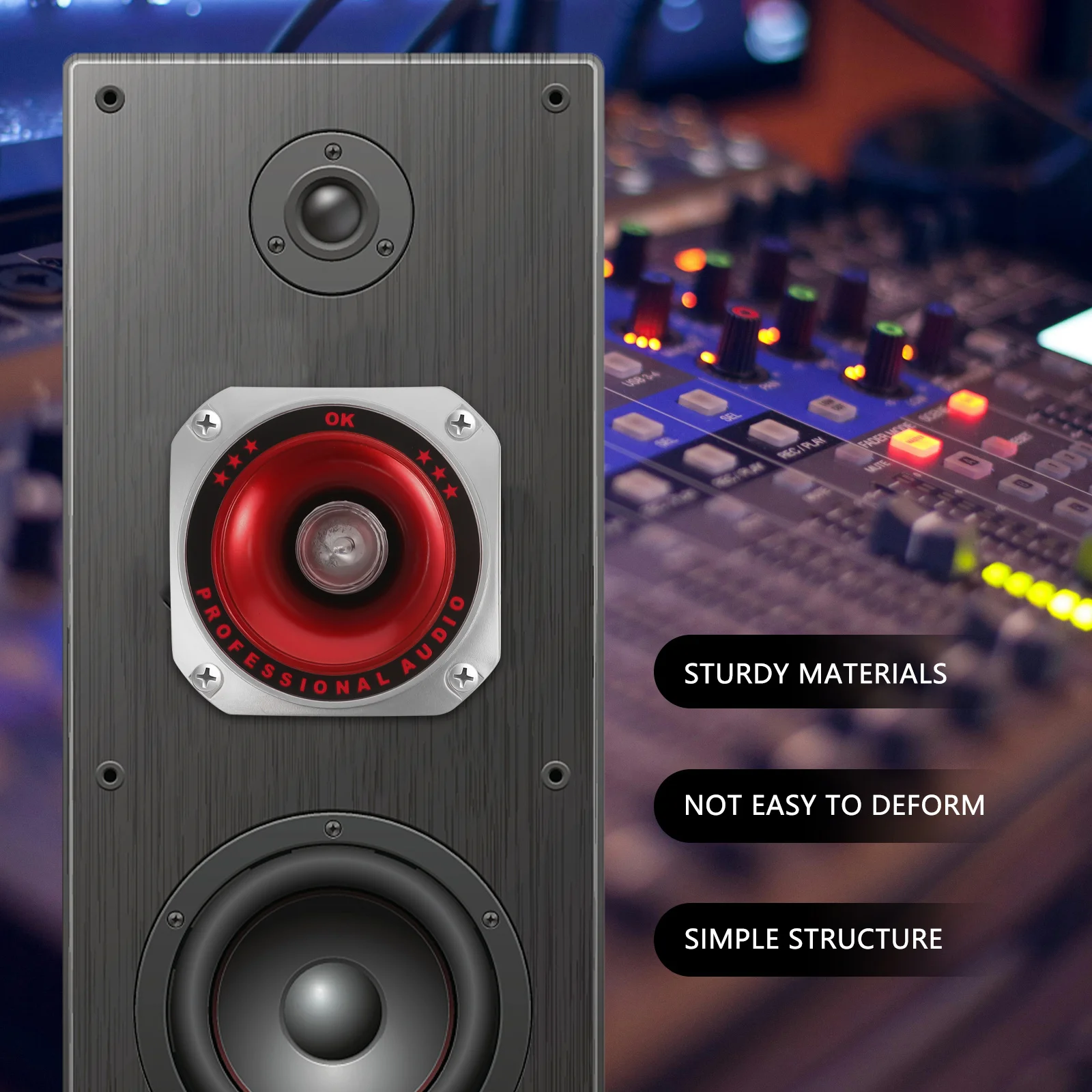 

2Pcs Horn Tweeter Portable Stage Performance Audio Loudtweeter Elegant Design Durable Stage Tweeter Horn Tweeters