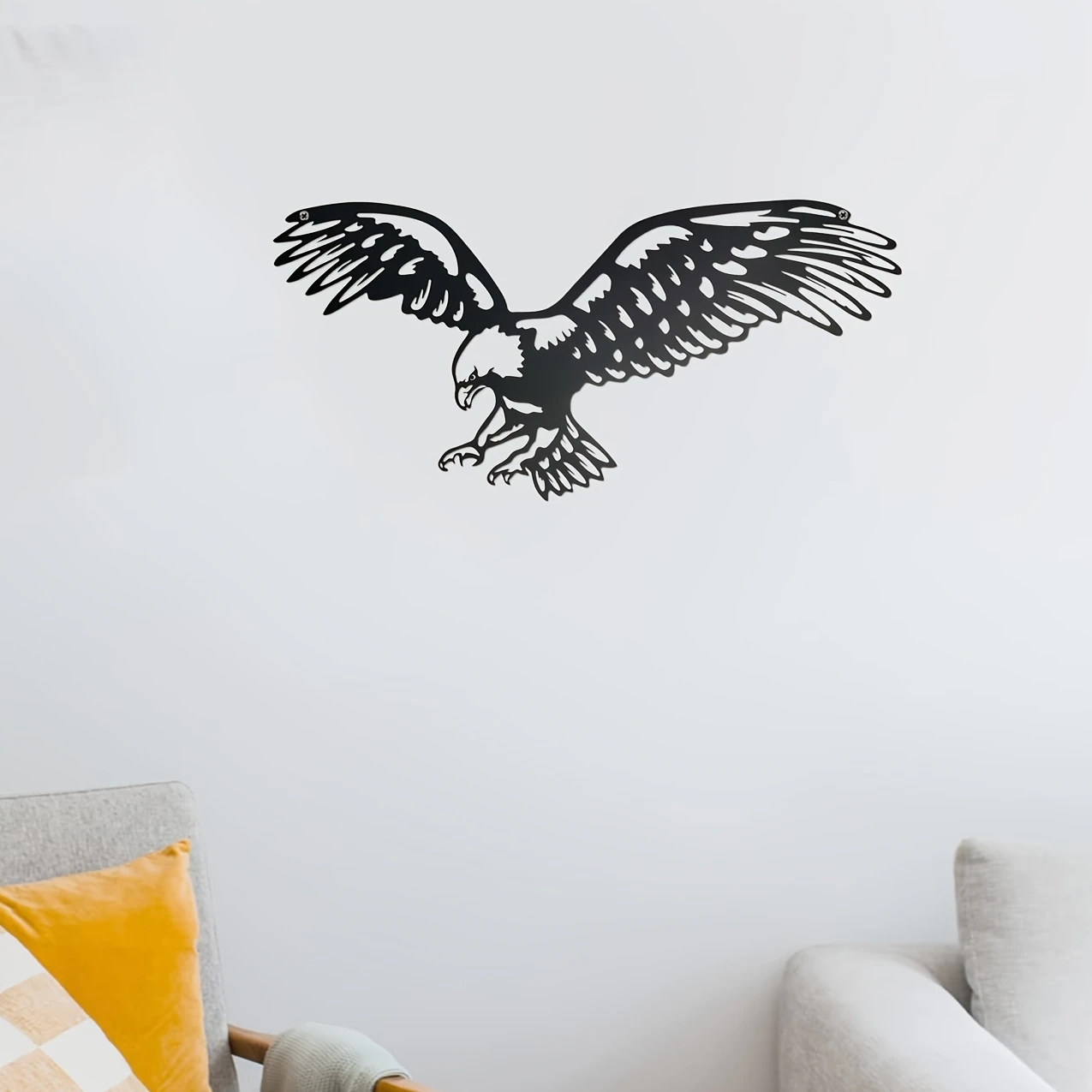 1pc  Black Metal Birds Yard Décor,Bald Eagle Metal Wall Art Outdoor Décor,for Arts And Crafts Window Treatments