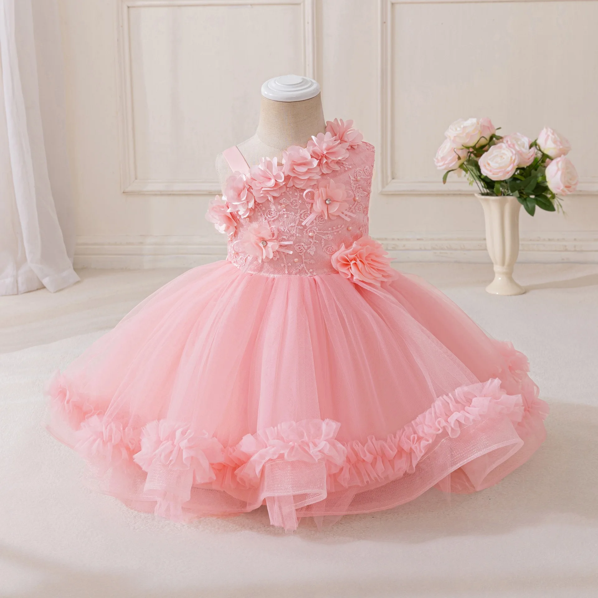 

New Fall Winter Girls Sherpa Fleece Coat Faux Fur Integrated Loose Mid-Length Thick Warm Outerwear for 80-120cm