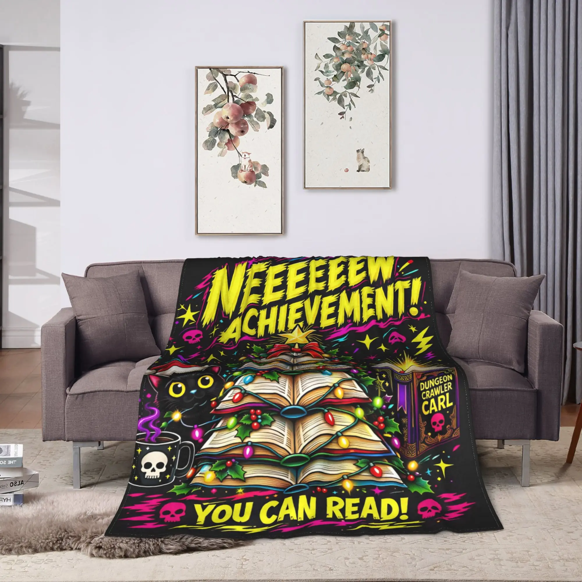 Neeeew Achievement You Can Read Book Tree Christmas Holiday Dungeon Crawler Bedding Throws Soft Comfy Funny Blankets