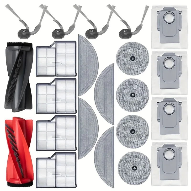 21-Piece Replacement Accessories for Roborock S10 Vacuum Cleaner ：Main Brushes, Filter, Side Brush, Mop , Round Mop , Dust Bag