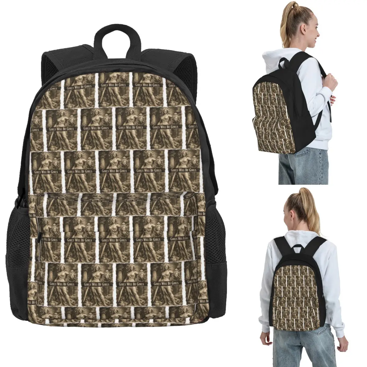 

Girls Will Be Girls Backpack Hot Sale Daypack Large Capacity Boys Girls BookBag School Bag Shoulder Bags for Men Women