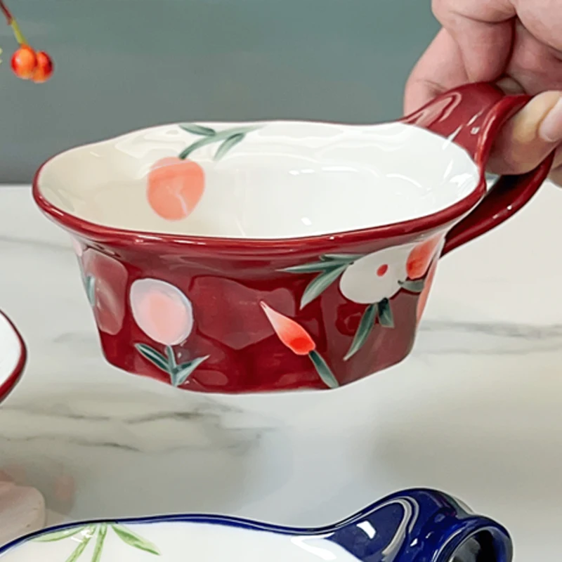 

Скандинавская керамическая тарелка для фруктового салата, миска для риса с десертным супом и лапшой, креативная кухонная посуда для дома, ресторана, 1 шт.