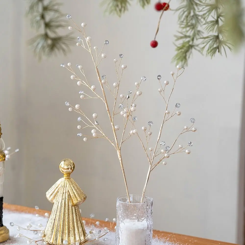 Transparent Artificial Glitter Christmas Branches Acrylic DIY Simulated Christmas Crystal Stem Sequins Realistic