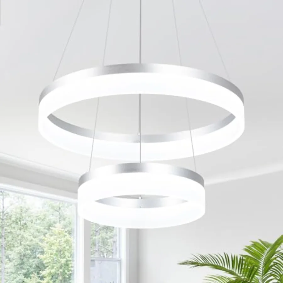 

Modern LED Chandelier - Dimmable Round Pendant Light, Height Adjustable ETL-Certified Ceiling Light for Dining Room, Kitchen Is