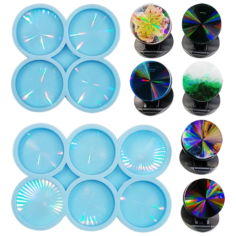 Holographic Light and Shadow Phone Stand Silicone Mold Decorative Sticker Grips Crystal Epoxy Resin Mold