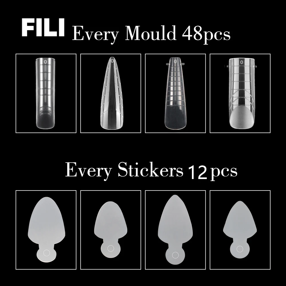 FILI Dual Form Nail Art Tools Set with Nail Brush Gel Clips French Sticker for Quick Building Extension Mold Tips Top Form