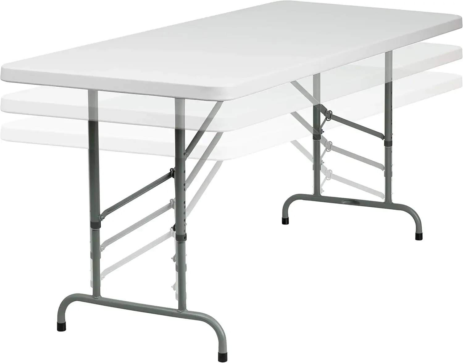 Kathpopn-Table de banquet pliable en plastique, rectangulaire, réglable, portable, événements intérieurs et extérieurs, blanc, 6 po