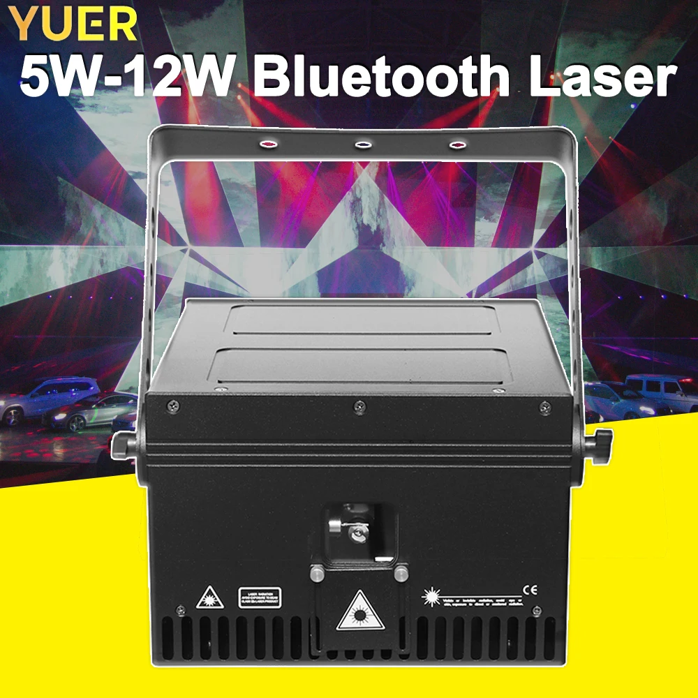 5W-12W Bluetooth Laser Light DMX512 30K Scanner Red/Green/Blue 1500-5000mW Multiple Effects for DJ, KTV, Nightclub, Stage