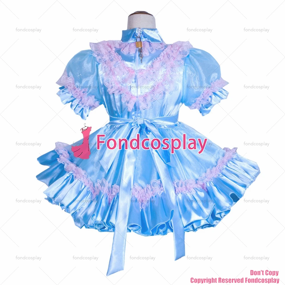 fondcosplay الكبار مثير عبر خلع الملابس سيسي خادمة قصيرة الفرنسية قابلة للقفل الأزرق الساتان الأورجانزا فستان موحد CD/TV [G4059]