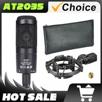 Micrófono condensador cardioide con cable de Audio AT2035, amplio rango dinámico para rendimiento, grabación en vivo, micrófono condensador Vocal
