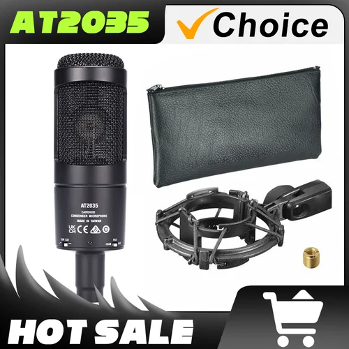 Micrófono condensador cardioide con cable de Audio AT2035, amplio rango dinámico para rendimiento, grabación en vivo, micrófono condensador Vocal