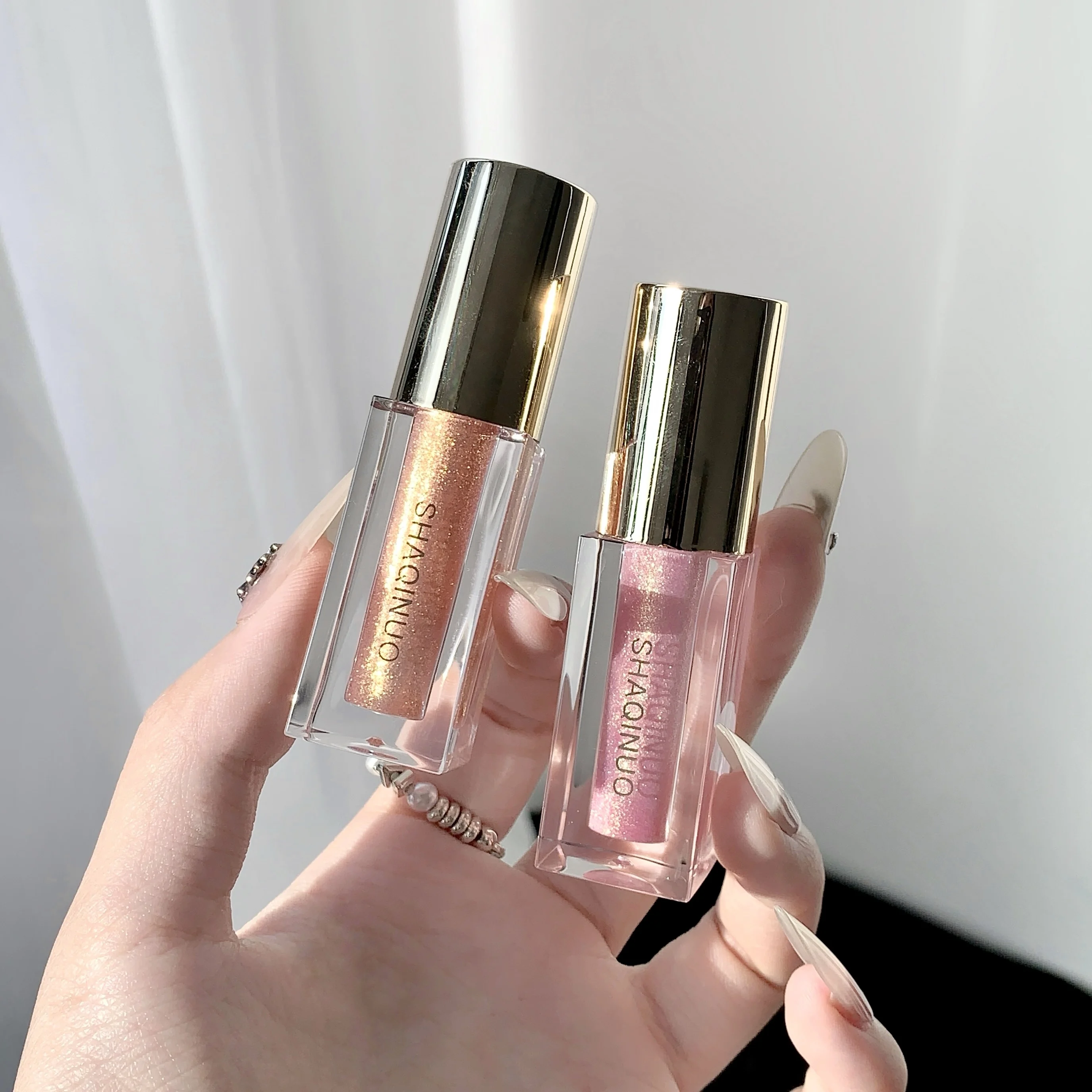 مجموعة ملمع شفاه مرآة لامعة من شاكينيو، ملمع شفاه خفيف لامع مائي 6 ألوان، ترطيب مرطب، يدوم طويلاً