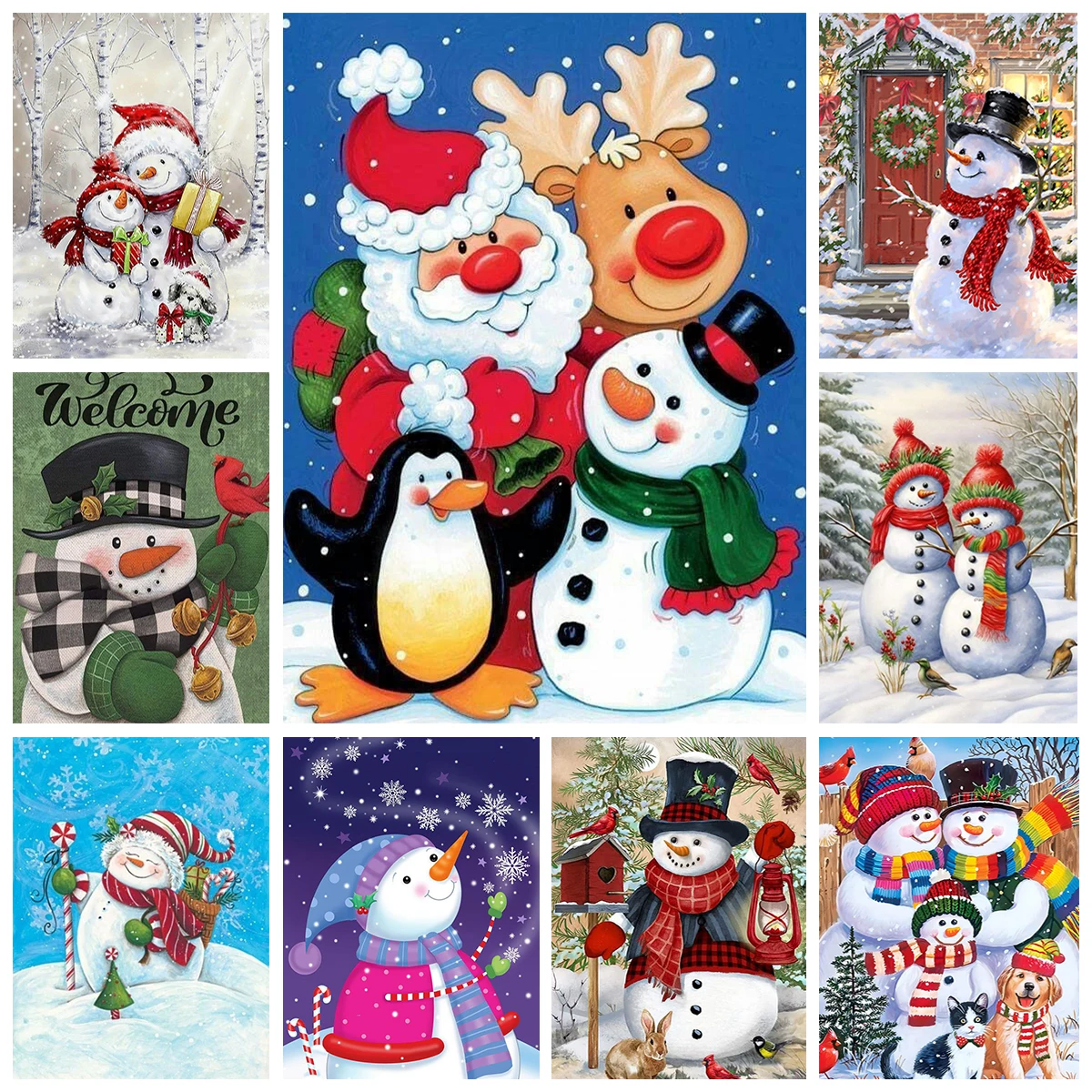 

Christmas Snowman DIY Diamond Painting Homestay Restaurant Living Room Bedroom Home Christmas Wall Decor Holiday Handmade Gifts