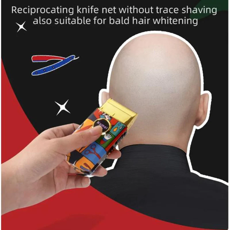 Kemei RS7098 Electric Head Shaver Barber for Bald Men Rechargeable Shaver Machine 7500rpm Portable Hair Trimmer Razor for Head