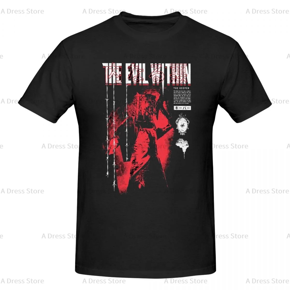 The Keeper Evil Within Men's round neck Oversized T-shirt,Men's summer Vintage Casual Cotton Tee Shirt Gift