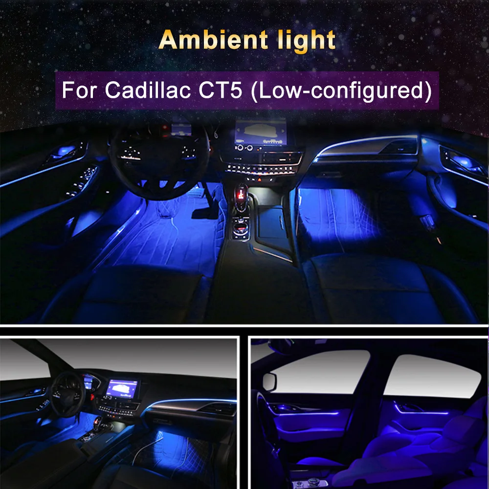 Car ambient light For Cadillac CT5 (Low-configured model) Interior Door Handle Decorative lighting 64-color Atmosphere lamp