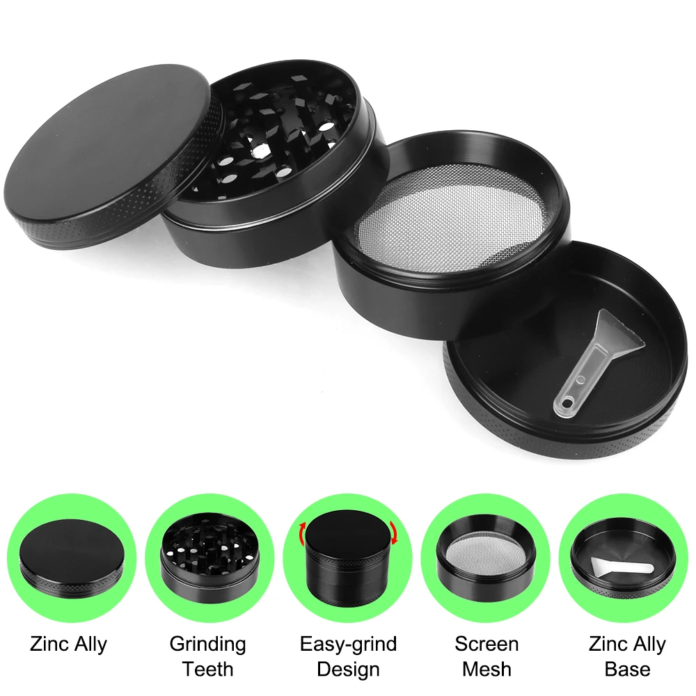 40MM 50MM 4-Layer Smoking Herb Cutter Tobacco Grinder Spice Cutter Portable Latest Lightning-Shaped Hand Tools Aluminum Alloy