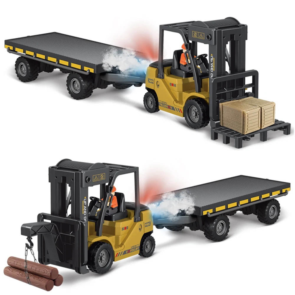 1:24 Remote Control Forklift 11 Channel Alloy Light Music Spray Remote Control Forklift Carriage Engineering Vehicle Kids Gift