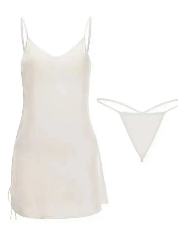 Pure Desire Schmetterlingsbedrucktes Eisseiden-Einfarbkleid, heißer Seitenschlitz, tiefes V mit Brustpolstern, ausgehöhltes Kleid im lässigen Stil JXRN