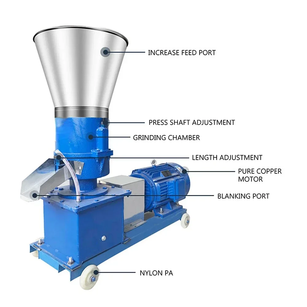 100kg/h-200kg/h Pellet Mill Multi-function Feed Food Pellet Making Machine  Household Animal Feed Granulator