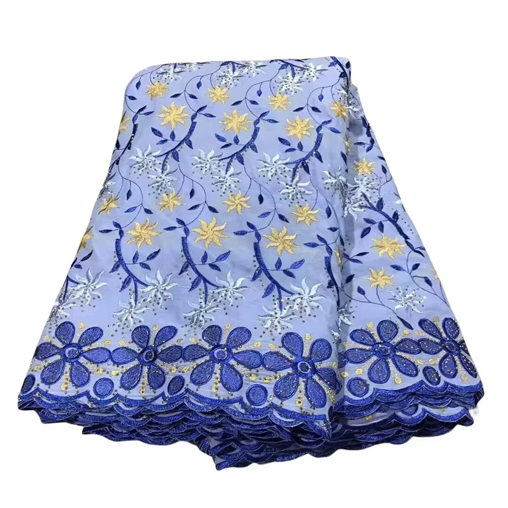 

Blue African Cotton Fabric Swiss Voile Lace In Switzerland Nigerian Embroidery Material Tissu Dentelle Coton Dubai Suisse EC1