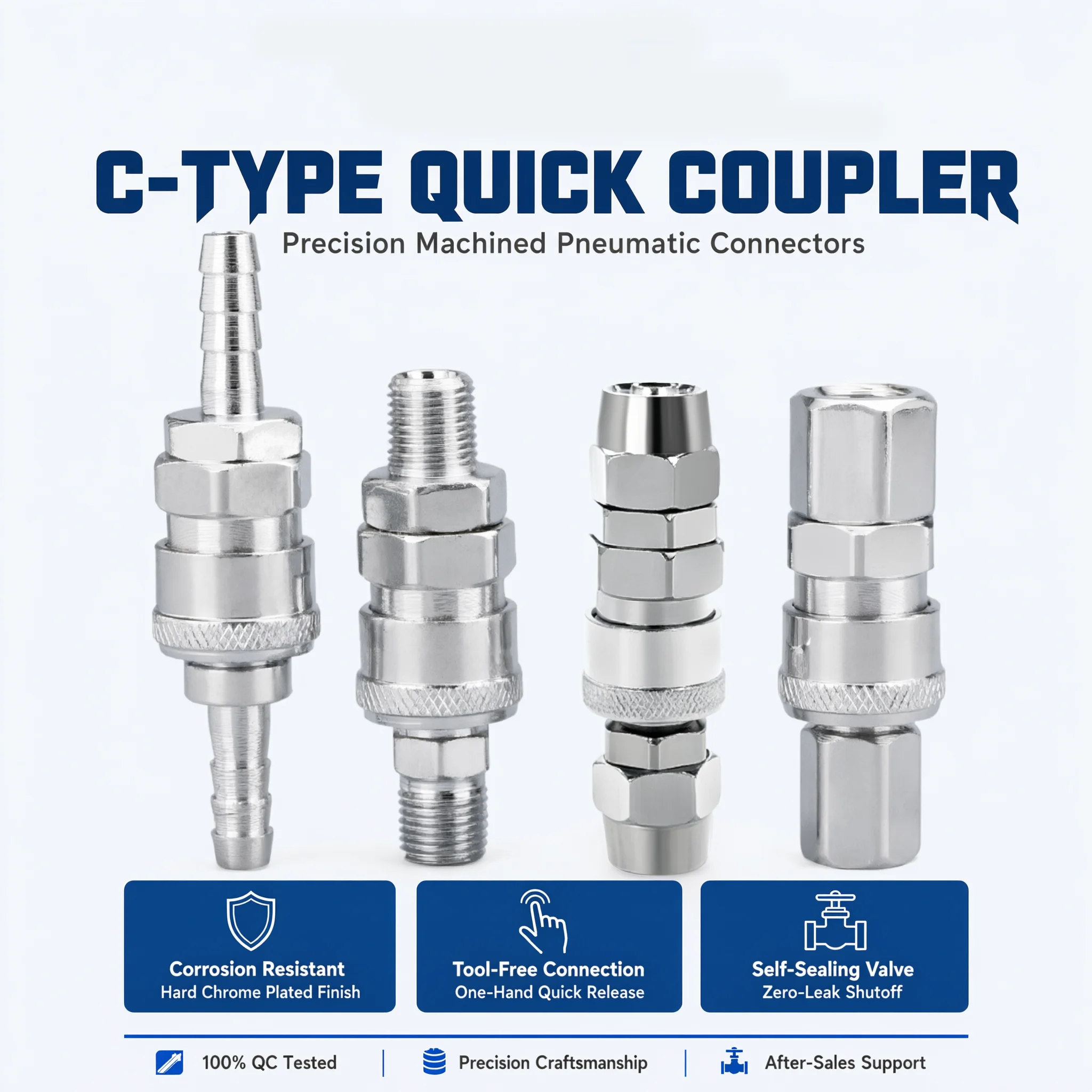 8mm C Type Pneumatic Quick Coupler Male Female Air Hose Fitting Self-Locking Connector Air Compressor Blow Gun Tool Adapter