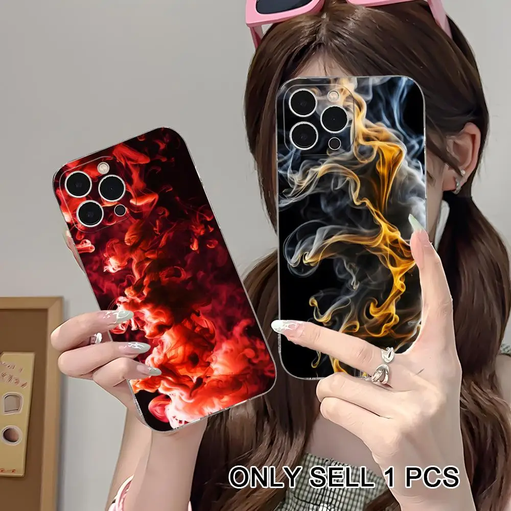 

Luxury Smoke Texture Phone Case for iPhone 17 16 15 14 13 12 11 X XR XS Air Pro Max Plus Mini Soft TPU Clear Cover