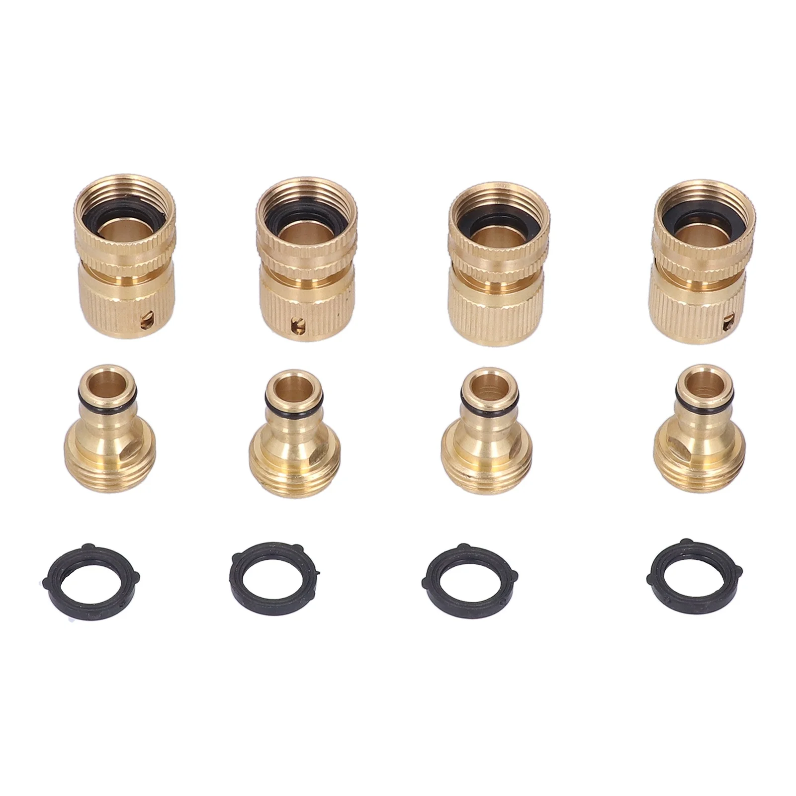 4 Pcs Garden Hose Quick Connectors Brass Water Hose Thread Fittings and Connectors for 3/4 Inch GHT Garden Hose