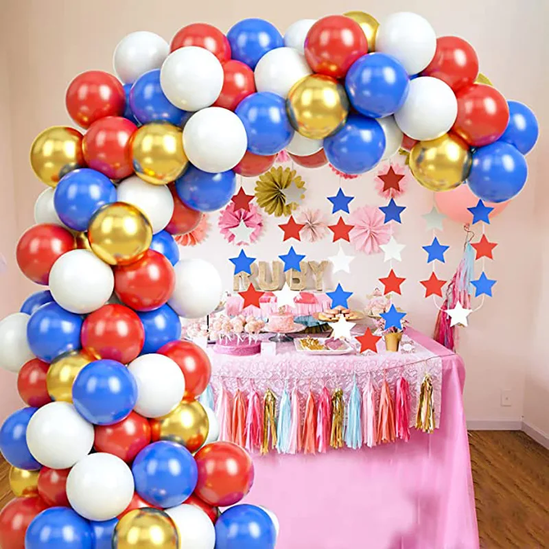 

93pcs Independence Day Balloon Garland Arch Kit Red White Blue Latex Balls National Day Theme Party Festive Decor Balloon Set