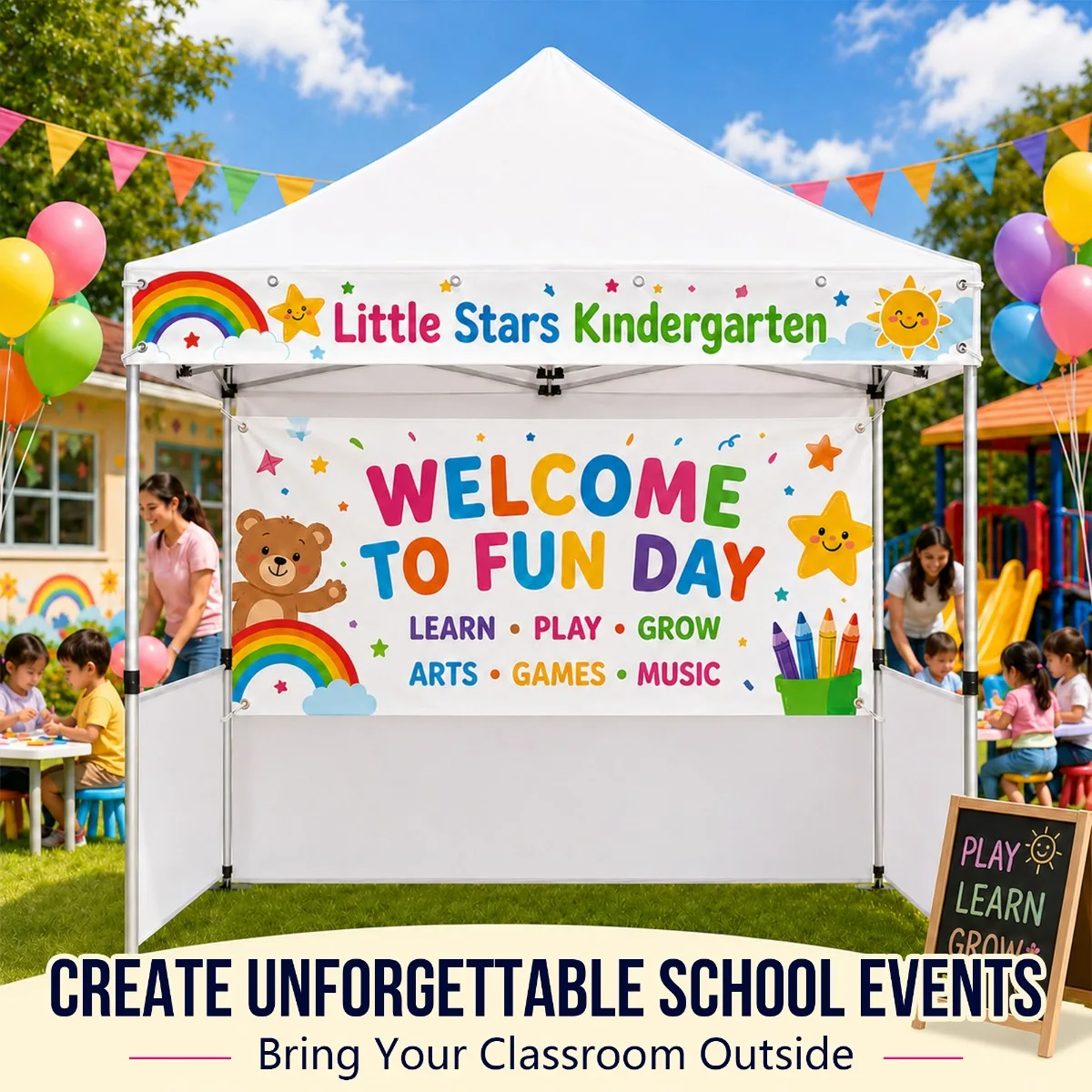 Custom Tent Banner for 3x4.5MCanopy Full‑Color Print Trade Show Display Curtain Custom Logo Booth Backdrop for Events Exhibition