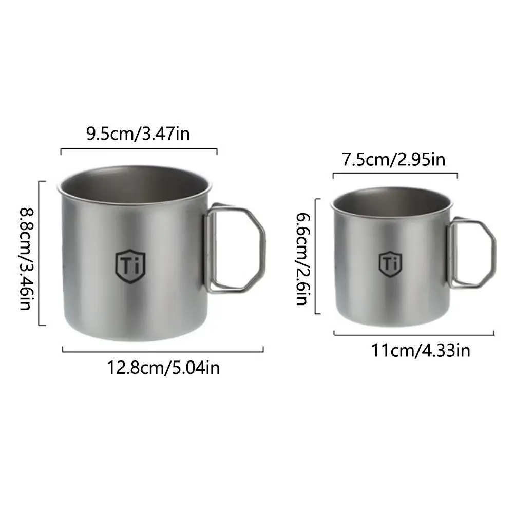 Tytanowy Kubek do Kawy Tytanowe Garnekki Tytanowy Kubek z Składanym Uchwytem Kubek na Wodę Kempingowy Zastawa Stołowa na Wędrówki i Pikniki