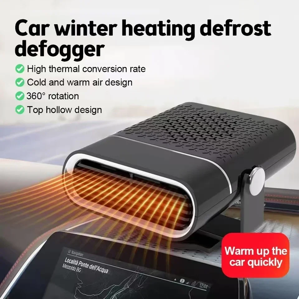 12V 2-in-1 Car Heater Universal Windshield Fast Heating Defrost Defogger 360 Degree Rotation Auto Heater Interior Accessories