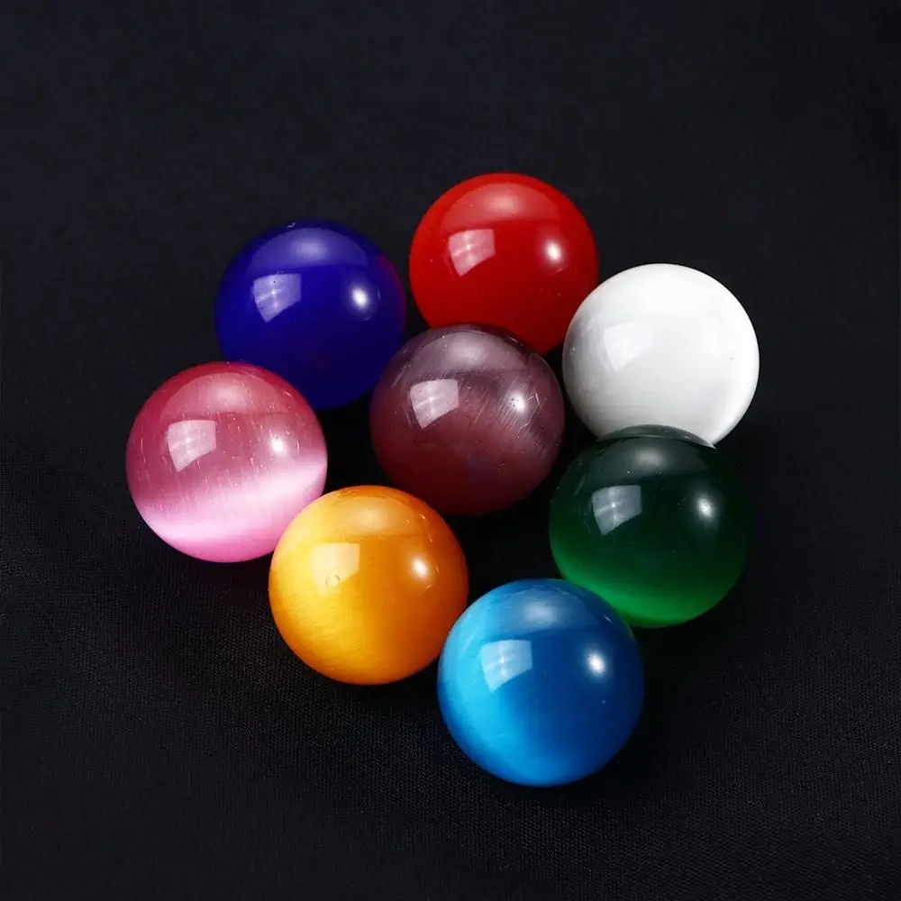 Colorful Marble Games Crystal Round Ball Healing Ornament Colorful Cat Eye Sphere Cat's Eye Stone Glass Marbles Glass Ball Toys