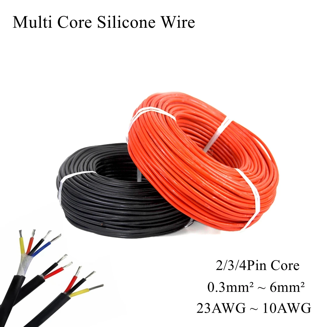 5m/lot YGC Multi 2 3 4 Core Silicone Rubber Insulated Wire Flexible Cable High Temperature Heat Resistant Tin Plated Copper Line